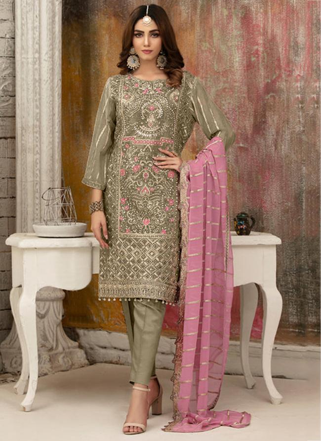 Faux Georgette Beige Festival Wear Embroidery Work Pakistani Suit